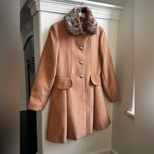 Monsoon Brown Lady Coat with Faux Fur Collar